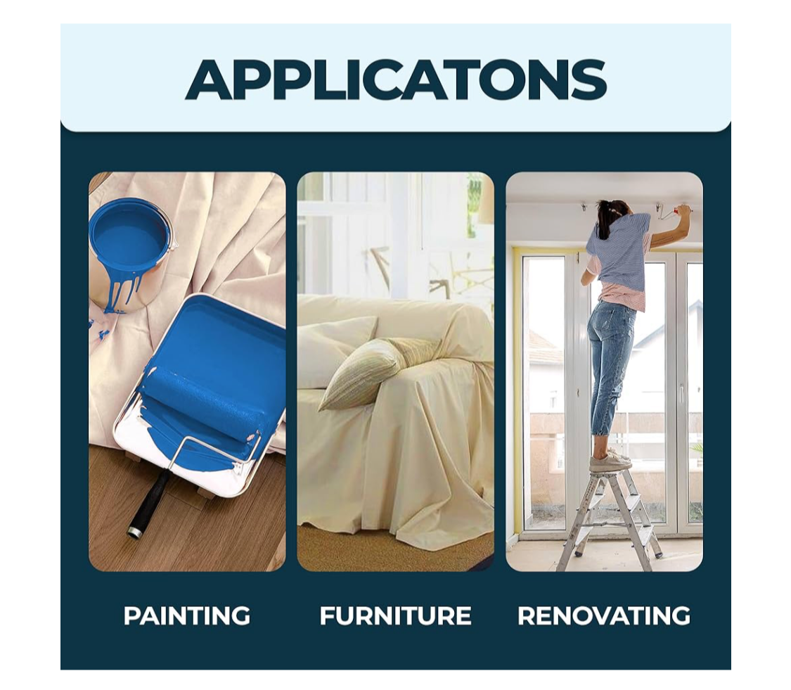 2) Large Cotton Dust Sheets for Decorating (12 x 4ft), Large Dust Sheets for indoor Furniture